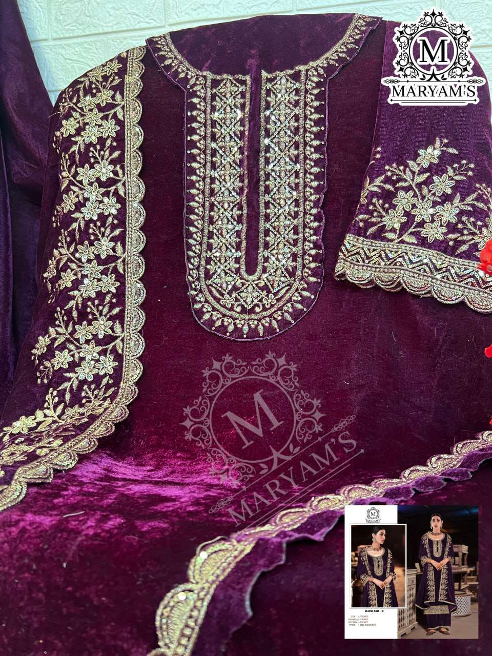 YNF VELVET KAL 160 SUITS & DRESSES WHOLESALE UNSTITCHED SUITS EMANUFACTURER