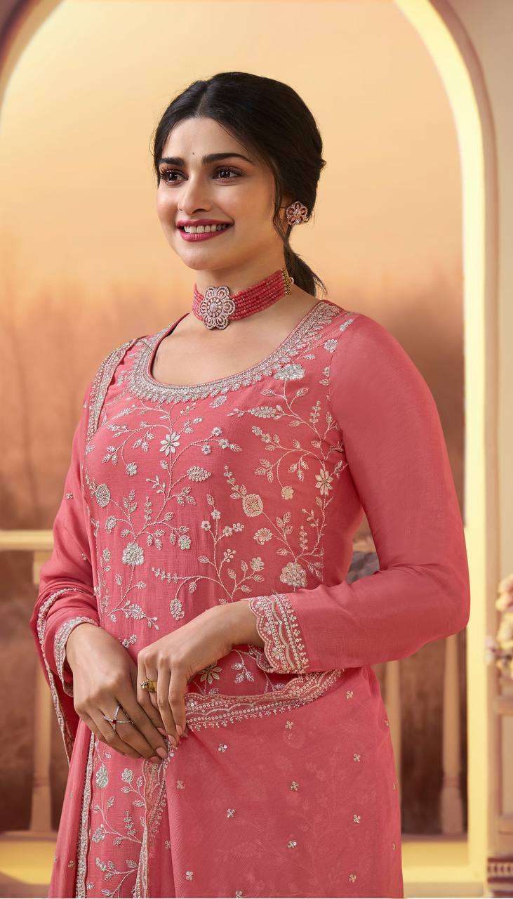 YNF CHINON SILK KSB 66846 SUITS & DRESSES WHOLESALE SHARARA SALWAR EMBROIDERY SEMI STITCHED SUITS MANUFACTURER