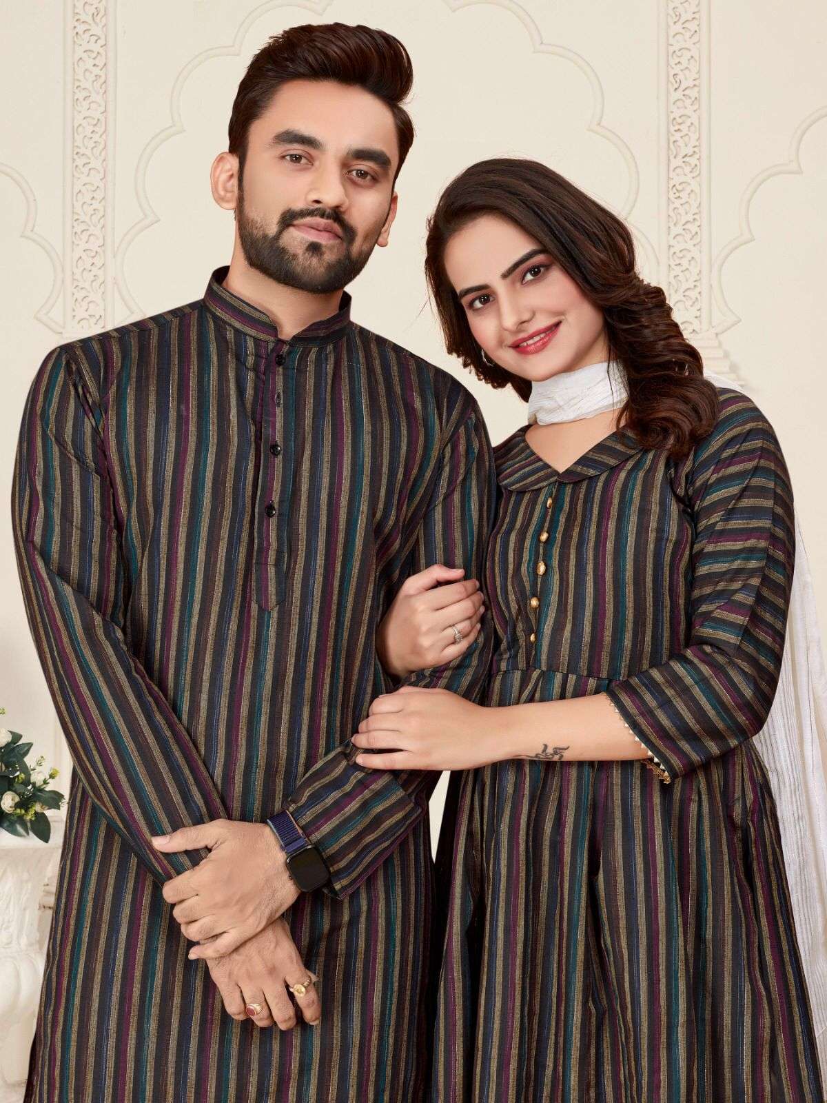 YNF COTTON WTX DHRUV-TARA COUPLE WEAR WHOLESALE MENS KURTA PAYJAM & FEMALE KURTIS BOTTOM MANUFACTURER