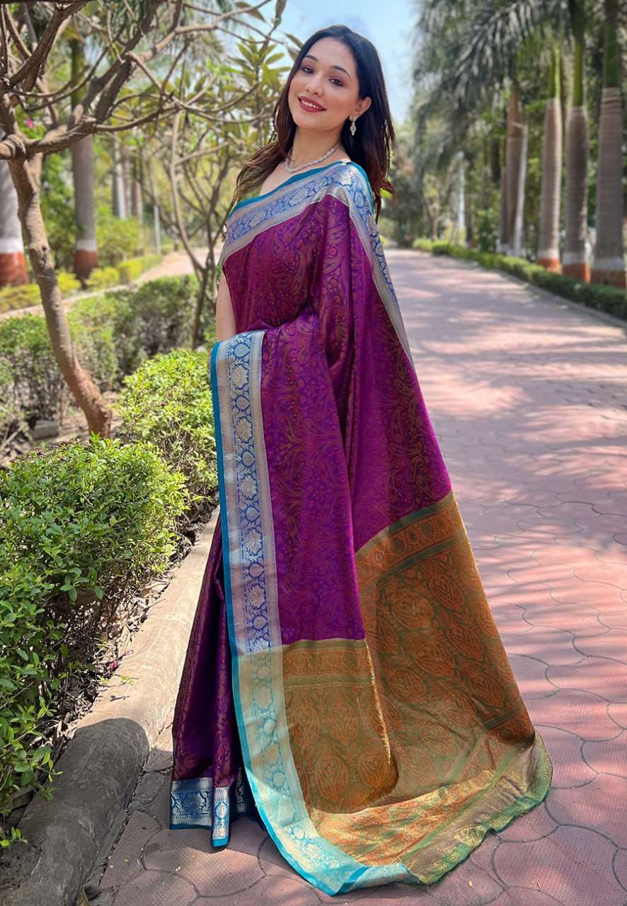 YNF SOFT KASHMIRI SILK REW KASHMIRI 2 SAREES WHOLESALE KASHMIRI ZARI BORDER SAREES MANUFACTURER