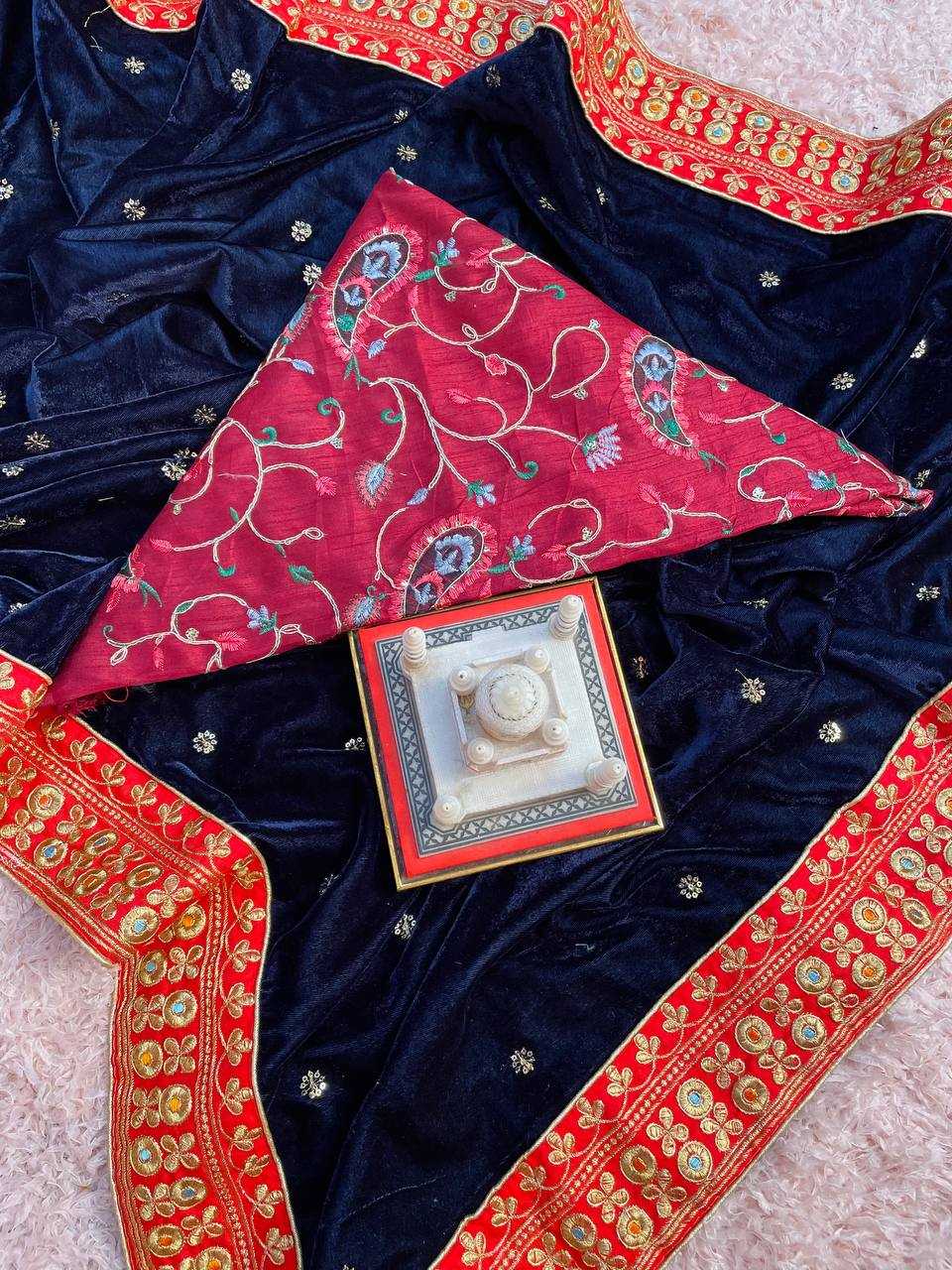 YNF VELVET RST 389 SAREES WHOLESALE VELVET EMBROIDERED FANCY SAREES MANUFACTURER