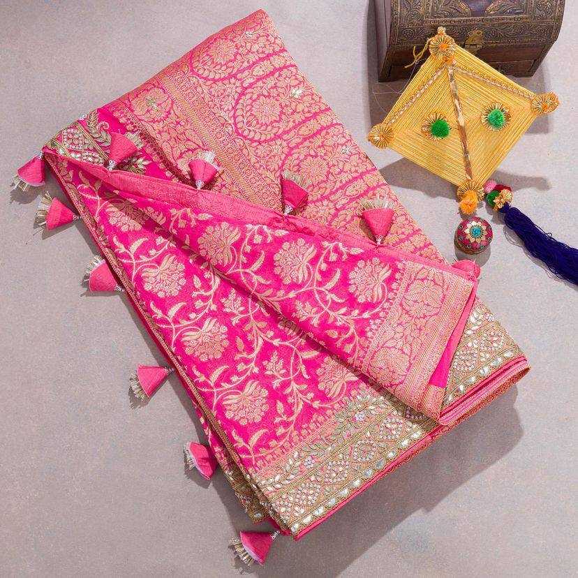 YNF VICHITRA SILK RST 390 SAREES WHOLESALE PRINTED GOTA PATTI EMBROIDERED SAREES MANUFACTURER