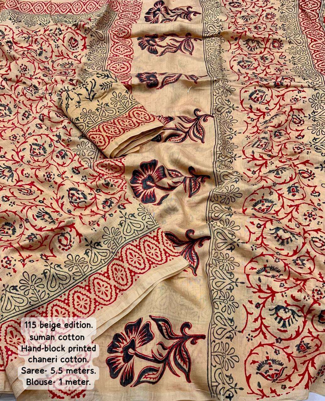 YNF CHANDERI COTTON KESH118 115 SAREES WHOLESALE PRINTED COTTON LINEN CHANDERI BLOCK PRINTED SAREES MANUFACTURER