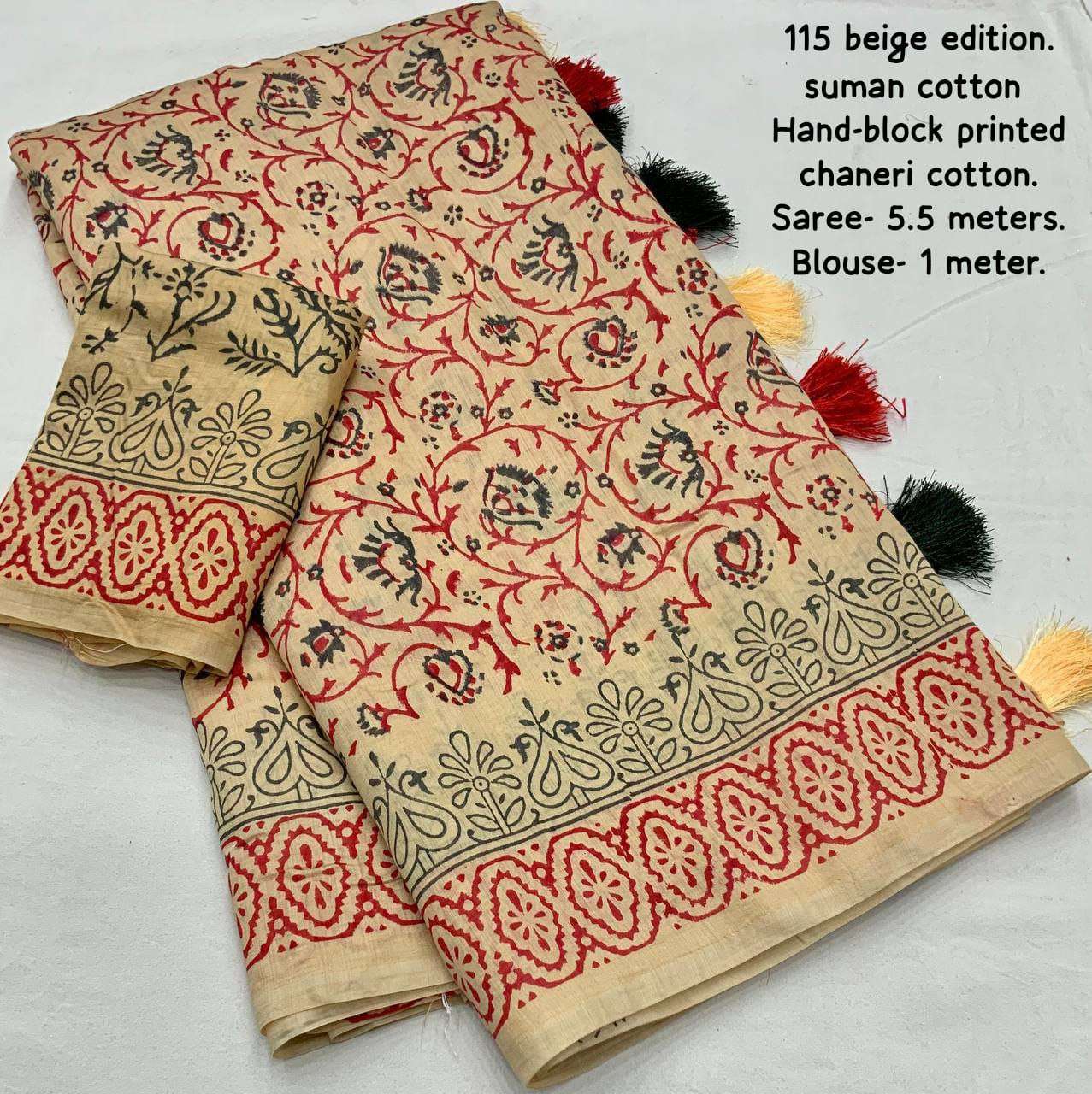 YNF CHANDERI COTTON KESH118 115 SAREES WHOLESALE PRINTED COTTON LINEN CHANDERI BLOCK PRINTED SAREES MANUFACTURER