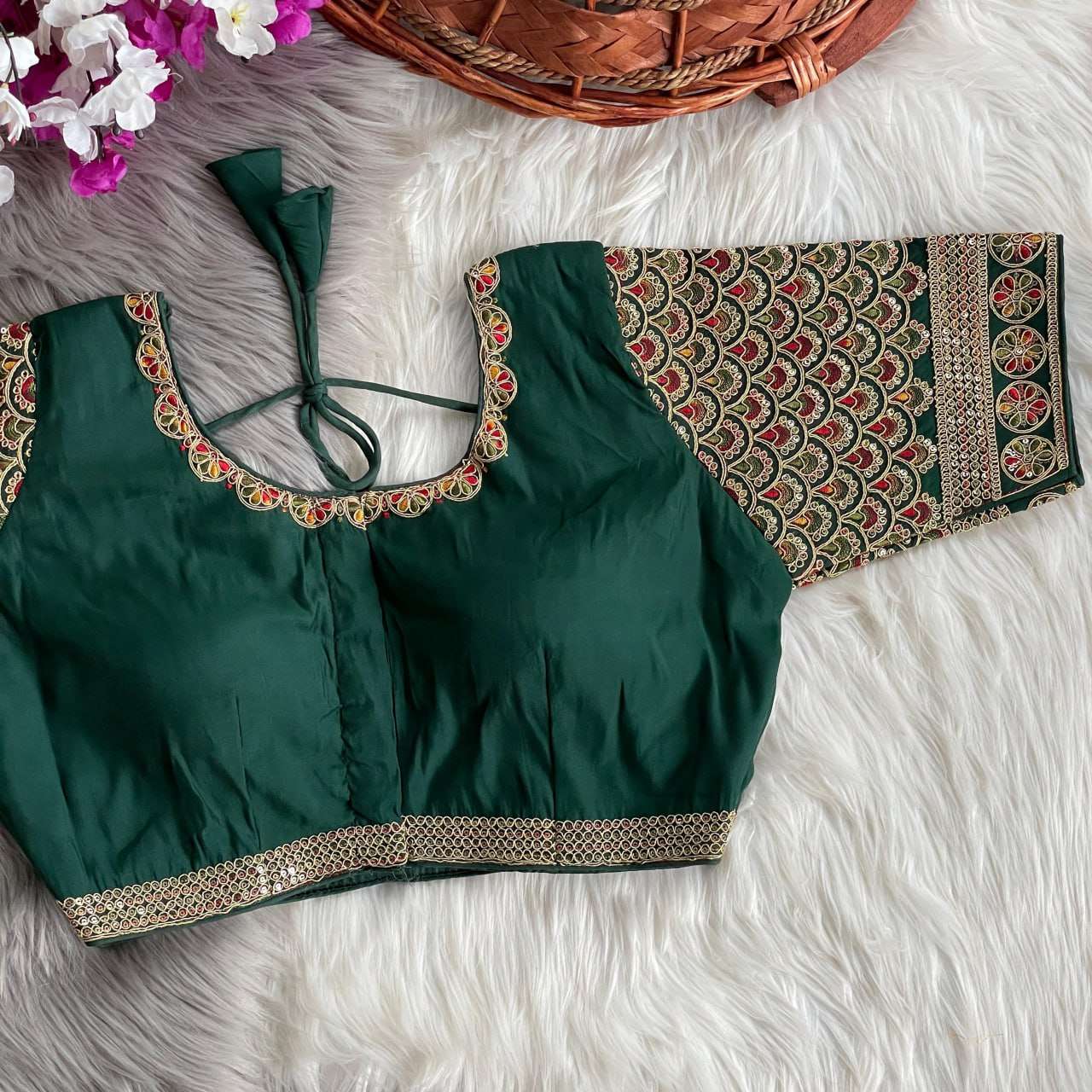 YNF HEAVY ROMAN SILK RIN117 216 READYMADE BLOUSE WHOLESALE SEQUENCE EMBROIDERY FASHION BLOUSE MANUFACTURER 