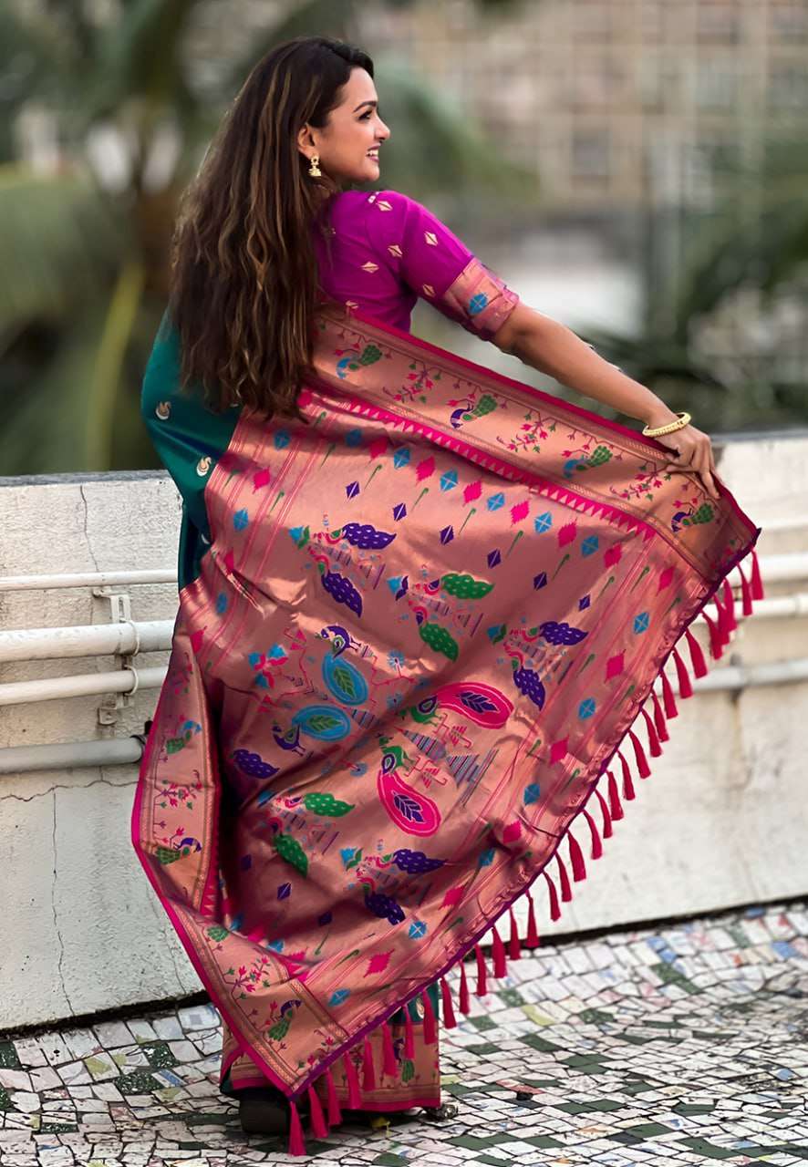 YNF PAITHANI SILK RIN116  RAJHANS SILK SAREES WHOLESALE PAITHANI SOFT SILK TRADITIONAL SAREES MANUFACTURER