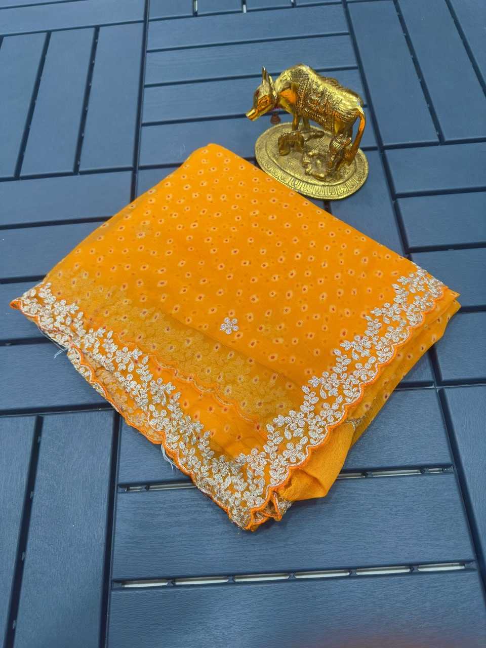 YNF CHIFFON KESH142 Rohini SAREES WHOLESALE BANDHANI CHIFFON PRINTED CUTWROK GOTA PATTI WORK SAREES MANUFACTURER