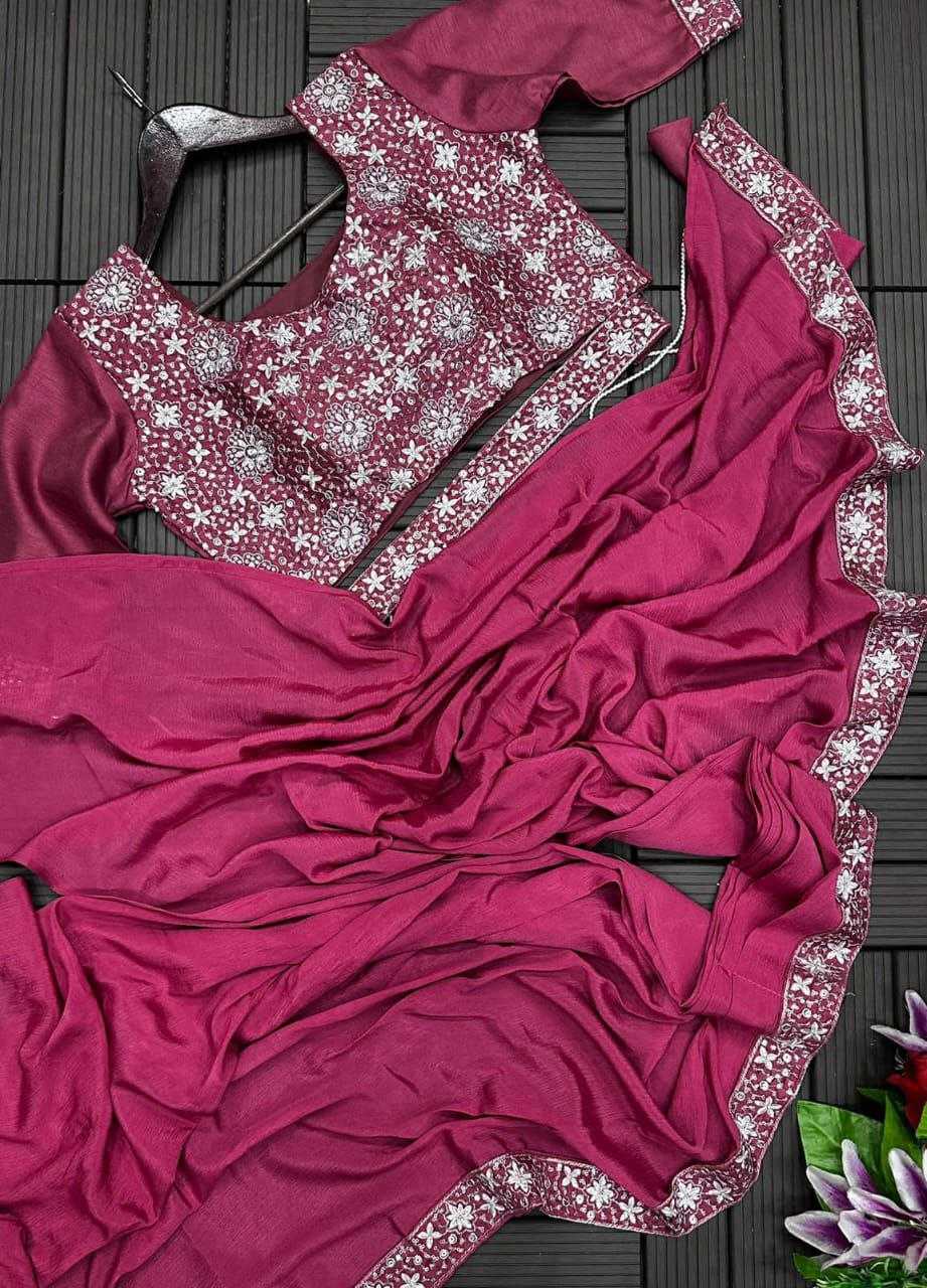 YNF CHINON KESH176 110 SAREES WHOLESALE FANCY EMBROIDERED PLAIN SOLID SAREE WITH BELT SILK SAREES WITH BLOUSE MANUFACTURER