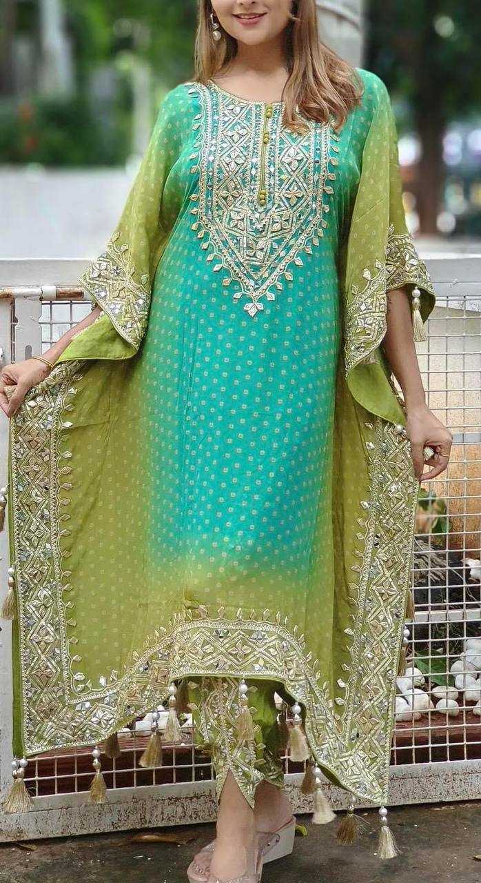 YNF CHINON SILK KESH157 1669 SUITS & DRESSES ISLAMIC CLOTHING WHOLESALE KAFTANS EMBROIDERY LADIES SILK LADIES PARTY WEAR SUITS MANUFACTURER