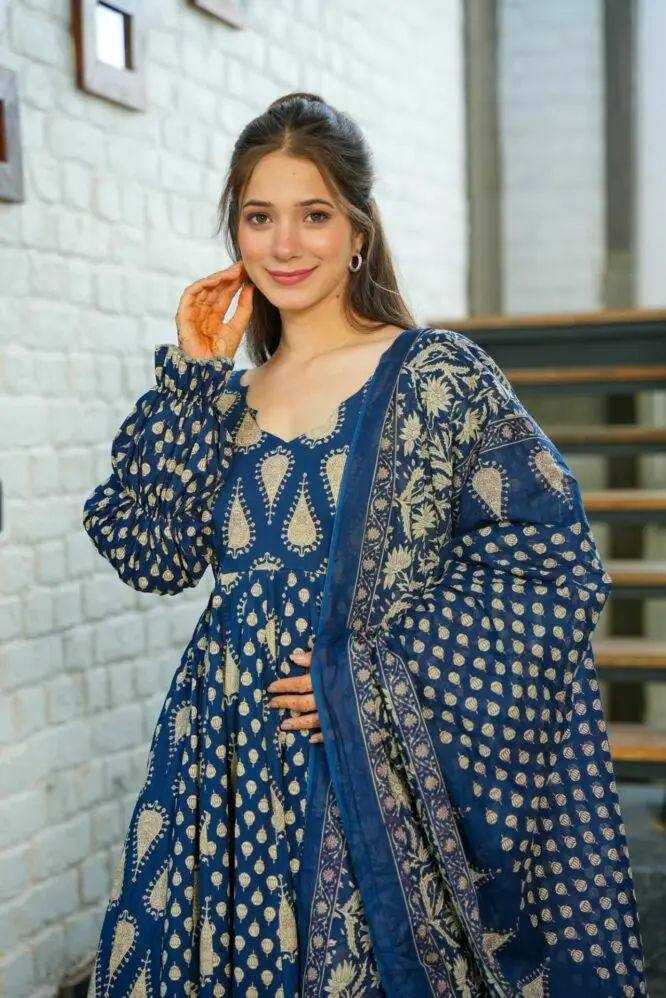 YNF COTTON KESH211 LDY44 GOWNS WHOLESALE PRINTED ANARKALI LONG GOWN WITH DUPATTA SIMPLE GOWNS MANUFACTURER