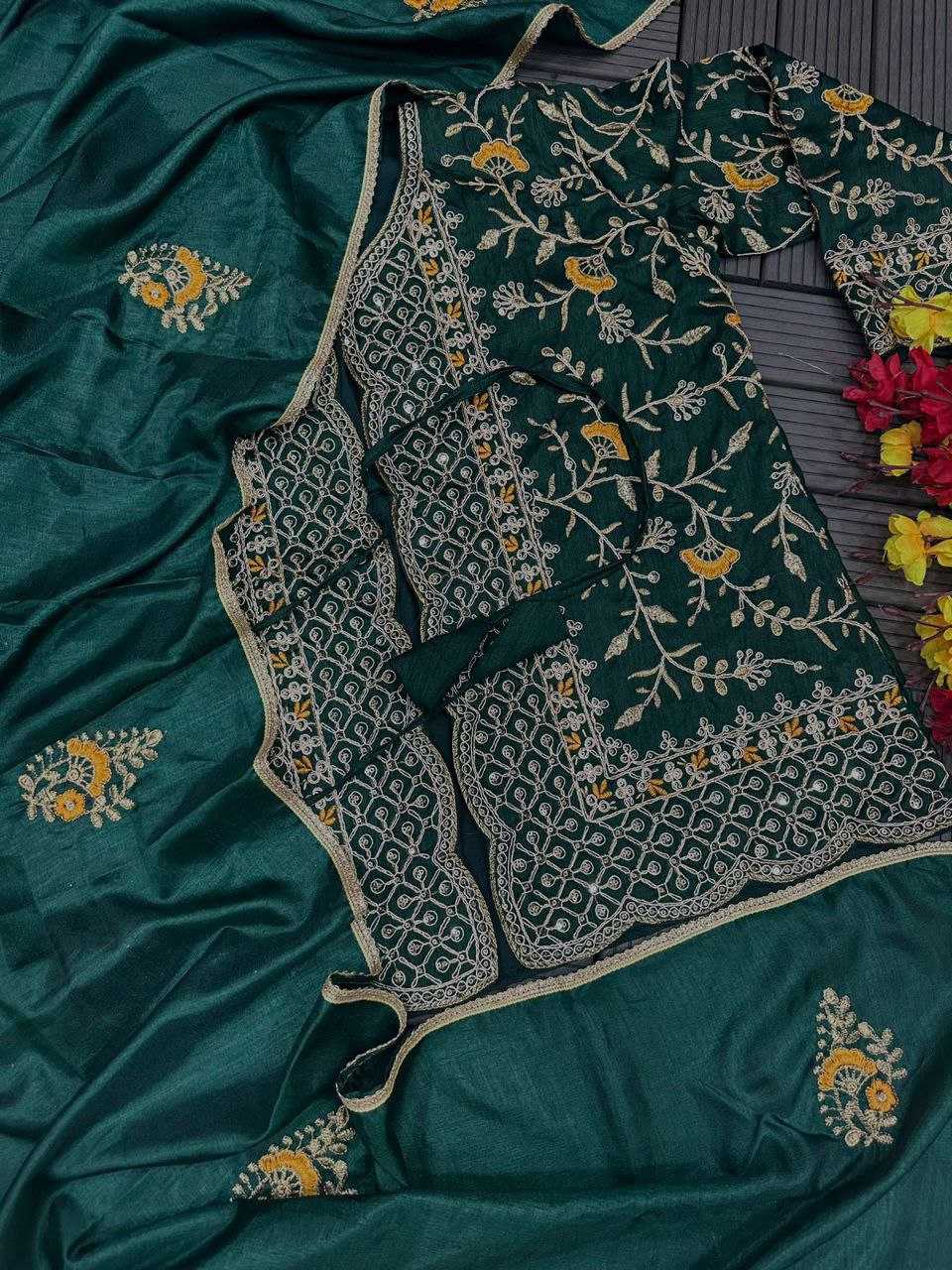 YNF DOLA SILK KESH176 77 SAREES WHOLESALE PARTY WEAR FANCY EMBROIDERED BUTTA SAREE WITH JACKET SILK SAREES MANUFACTURER