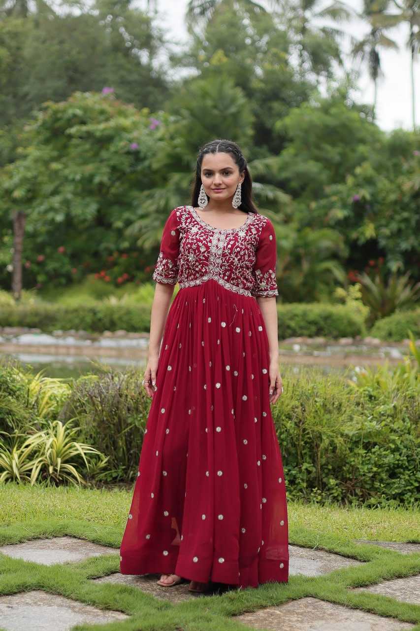 YNF FAUX BLOOMING RIN137 1124 GOWNS WHOLESALE EMBROIDERY ANARKALI PARTY LONG WORK GOWNS MANUFACTURER