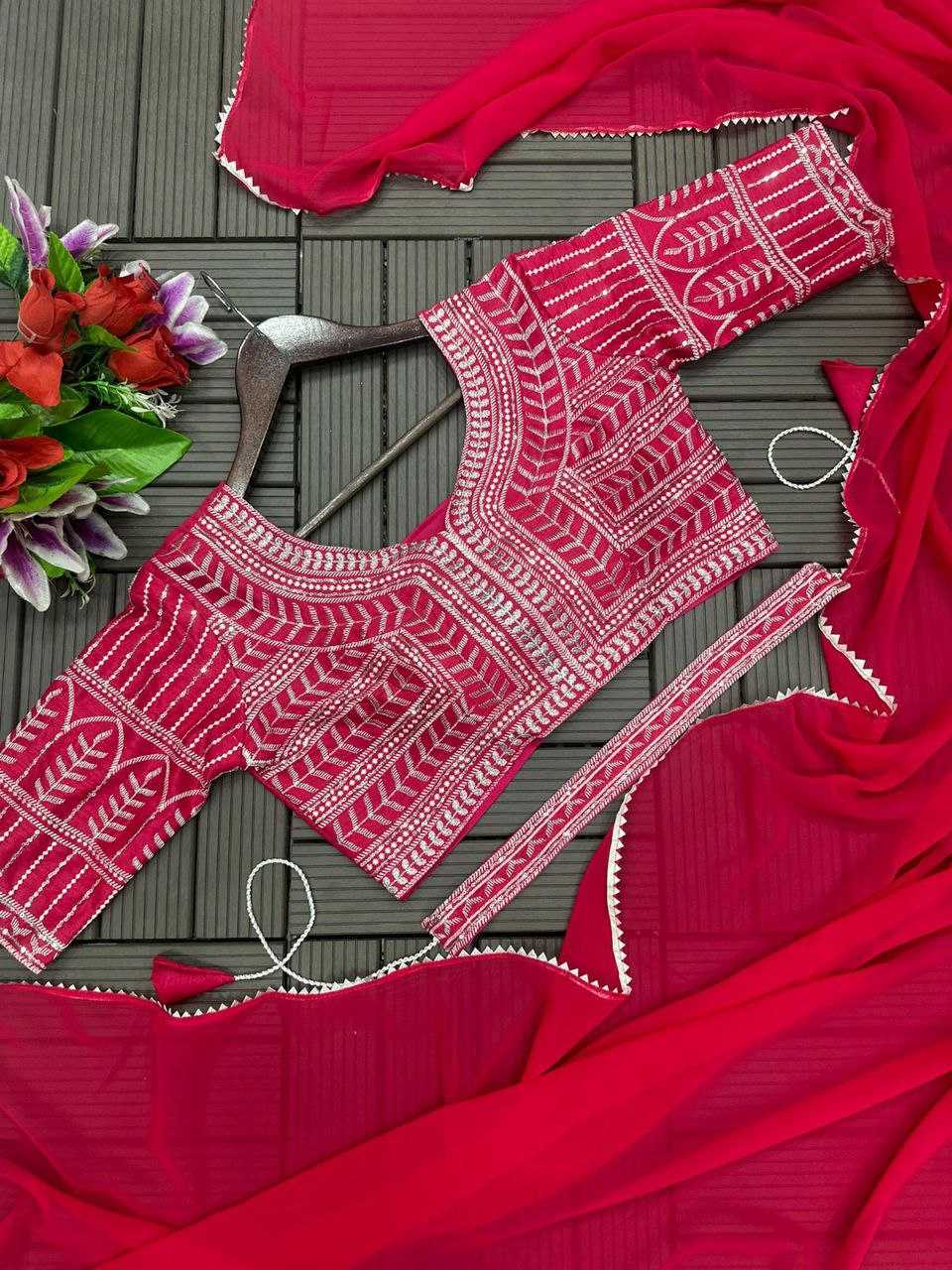 YNF GEORGETTE KESH176 126 LEHENGAS WHOLESALE FANCY EMBROIDERED GEORGETTE LEHENGA WITH BELT LEHENGAS MANUFACTURER