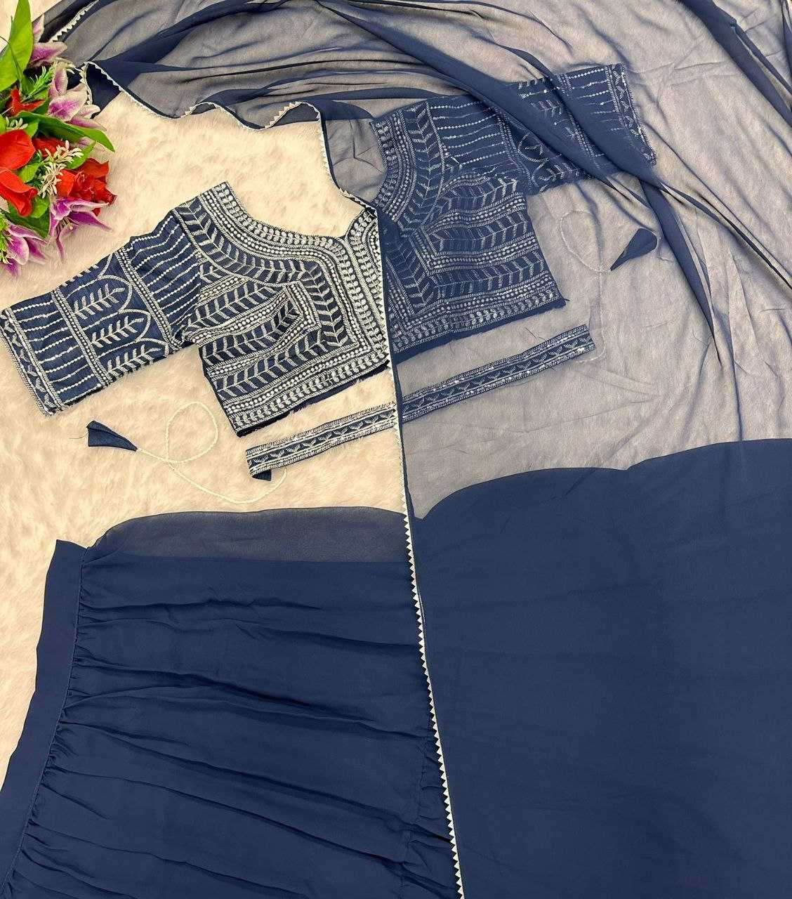 YNF GEORGETTE KESH176 126 LEHENGAS WHOLESALE FANCY EMBROIDERED GEORGETTE LEHENGA WITH BELT LEHENGAS MANUFACTURER