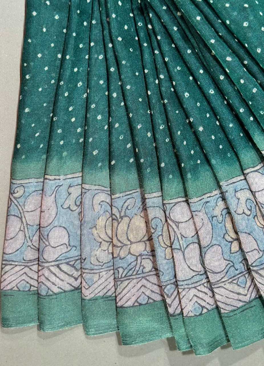 YNF LINEN RIN163 RAE39 SAREES WHOLESALE PRINTED KALAMKARI BANDHANI BANDHEJ SAREES MANUFACTURER