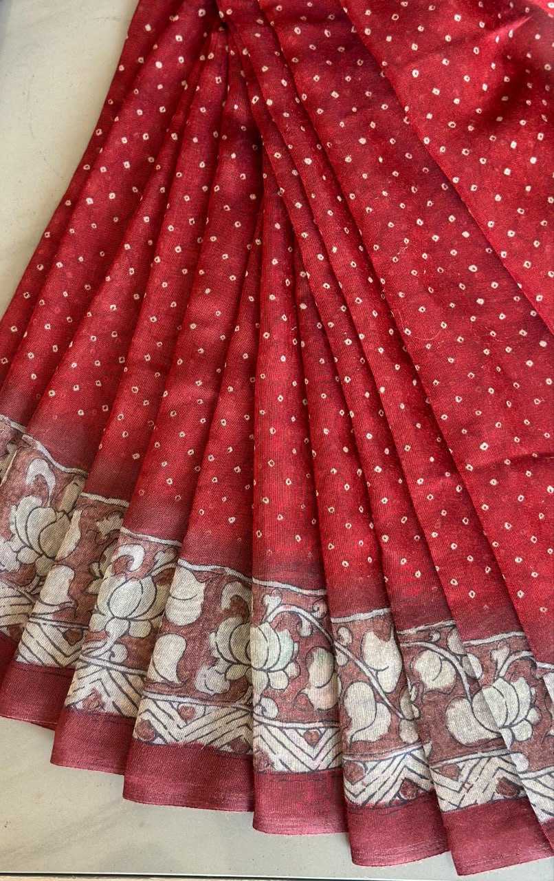 YNF LINEN RIN163 RAE39 SAREES WHOLESALE PRINTED KALAMKARI BANDHANI BANDHEJ SAREES MANUFACTURER