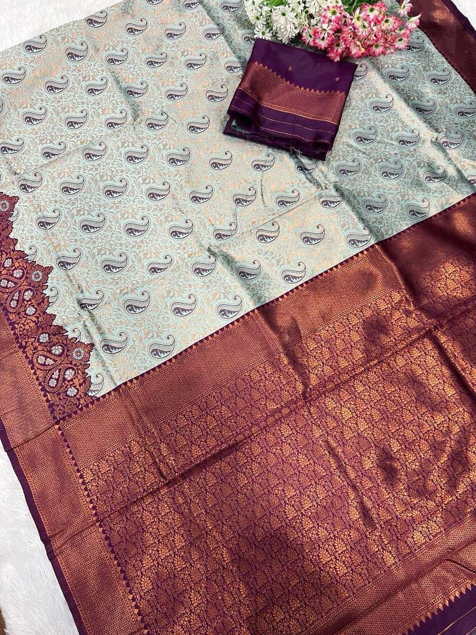 YNF TISSUE RIN179 624 SAREES WHOLESALE TISSUE SILK KANCHIPURAM ZARI BORDER SAREES MANUFACTURER