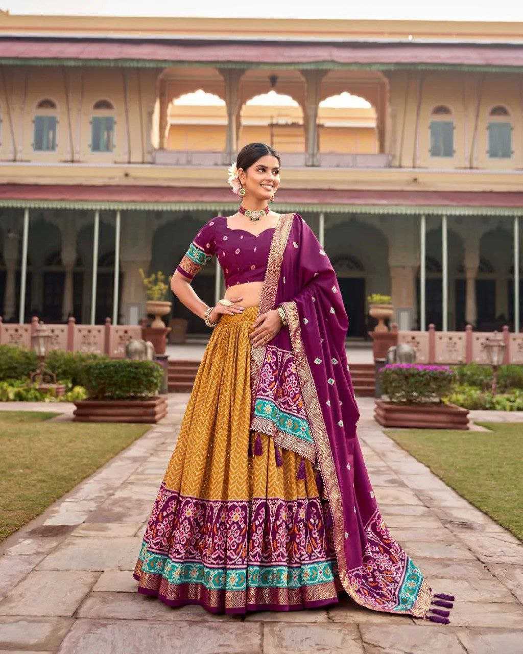 YNF TUSSAR SILK KESH187 LERIYA 2 LEHENGAS WHOLESALE TRADITIONAL SILK PRINTED LEHENGAS MANUFACTURER