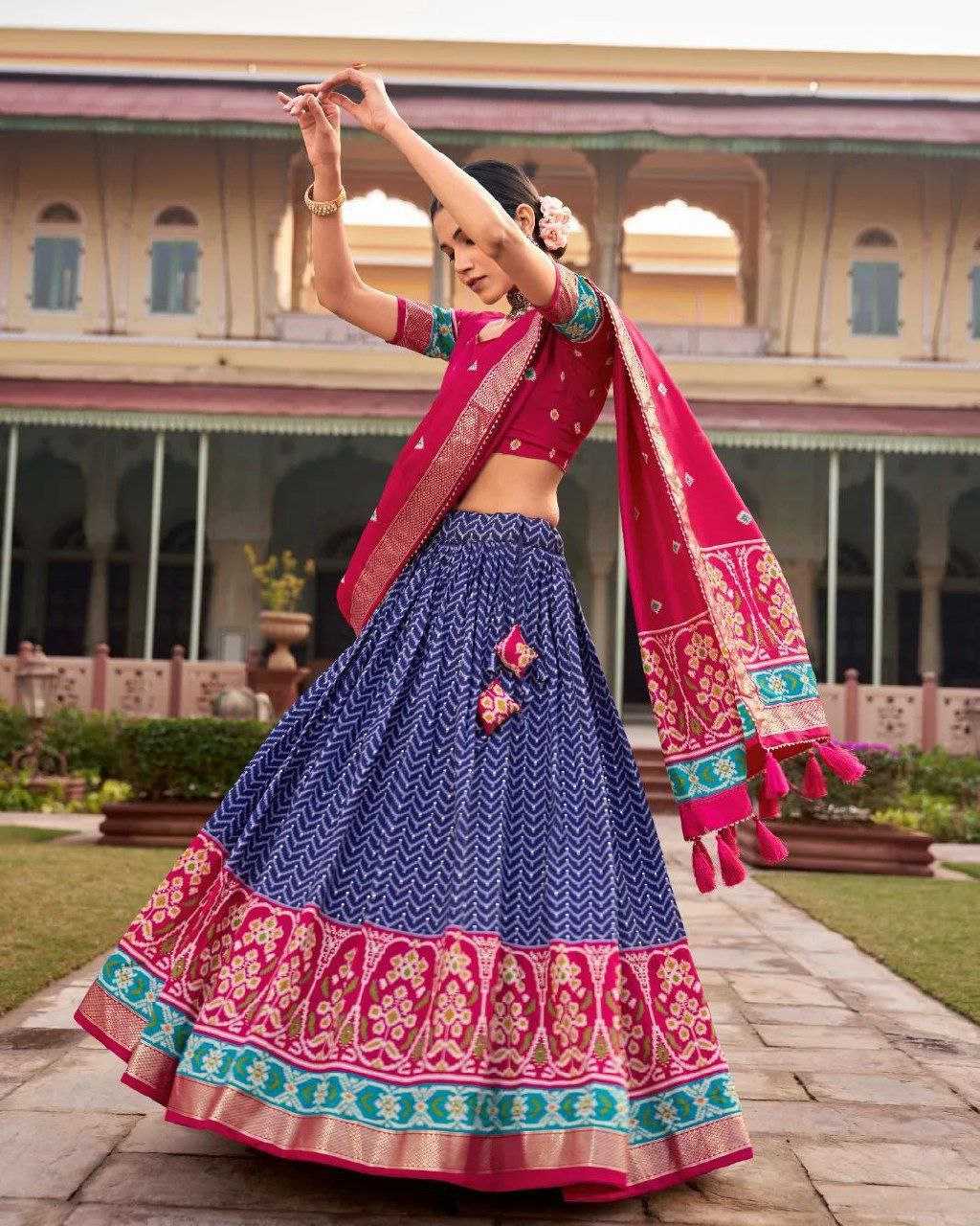 YNF TUSSAR SILK KESH187 LERIYA 2 LEHENGAS WHOLESALE TRADITIONAL SILK PRINTED LEHENGAS MANUFACTURER