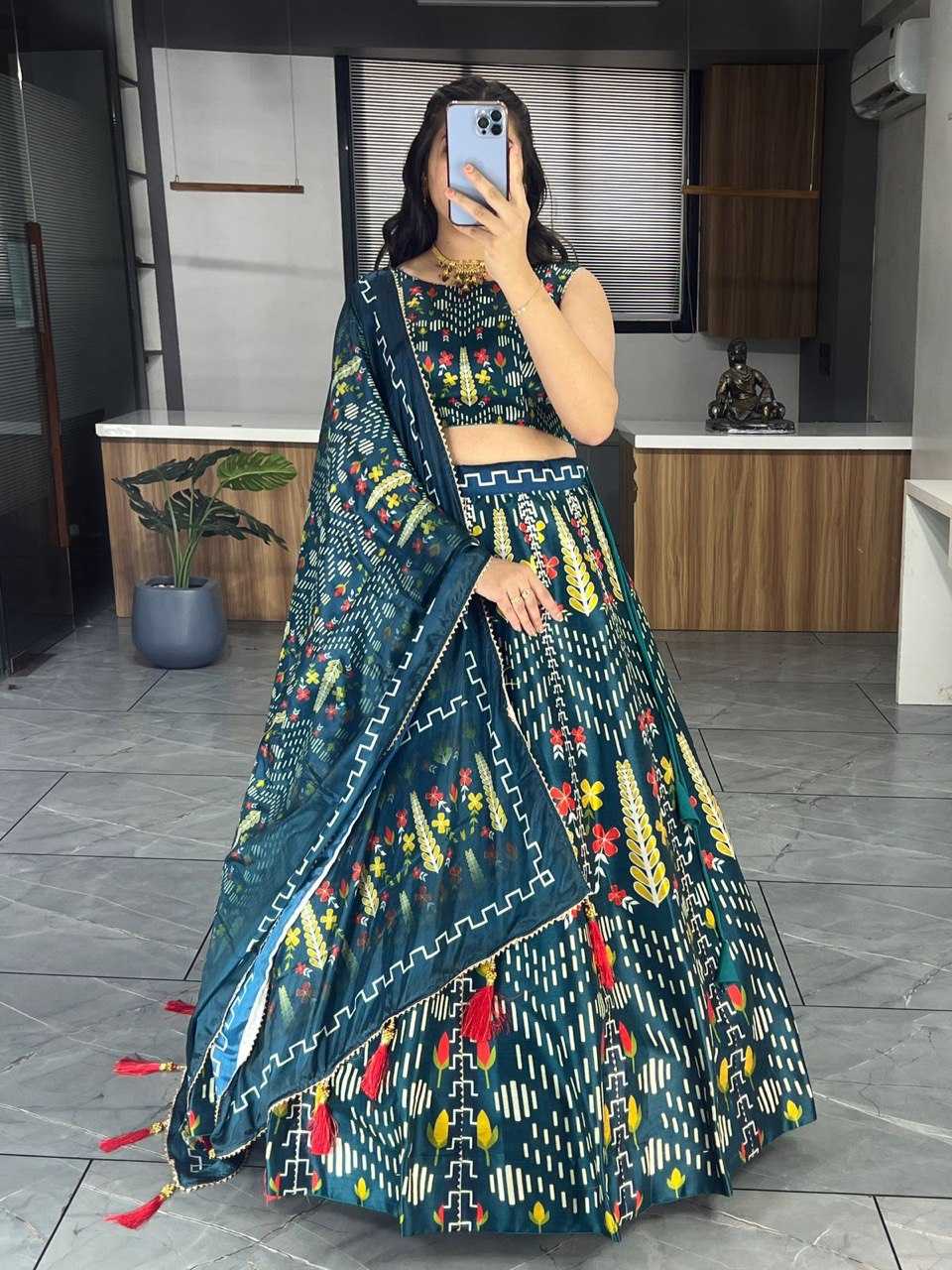 YNF ART SILK RIN119 6134 LEHENGAS WHOLESALE DESIGENR SILK PRINTED GOTA PATTI LEHENGAS MANUFACTURER- Kapda Export