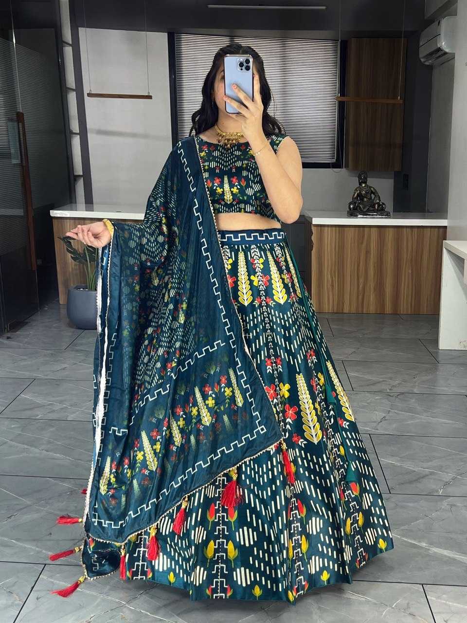 YNF ART SILK RIN119 6134 LEHENGAS WHOLESALE DESIGENR SILK PRINTED GOTA PATTI LEHENGAS MANUFACTURER- Kapda Export