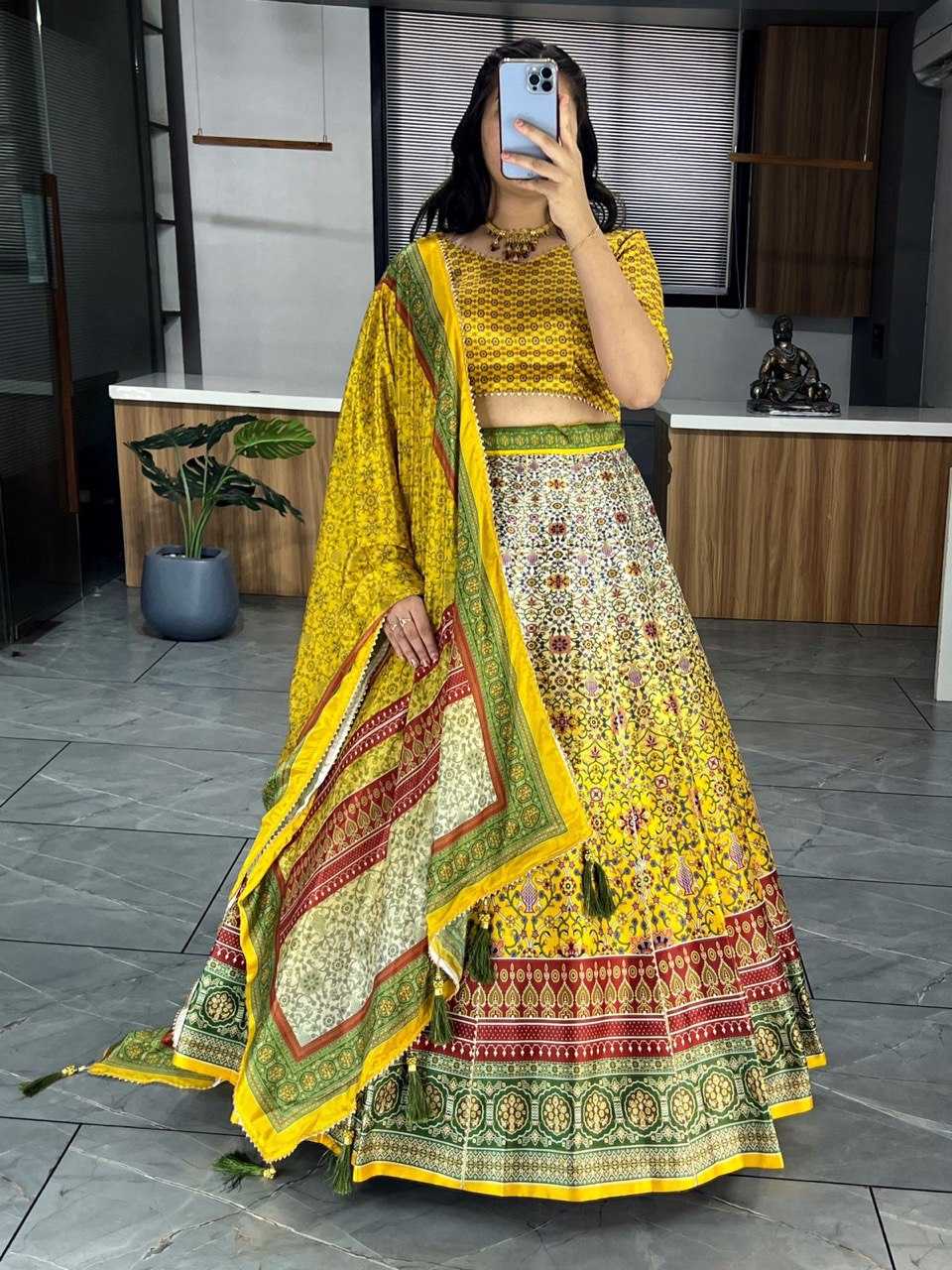 YNF ART SILK RIN119 6134 LEHENGAS WHOLESALE DESIGENR SILK PRINTED GOTA PATTI LEHENGAS MANUFACTURER- Kapda Export