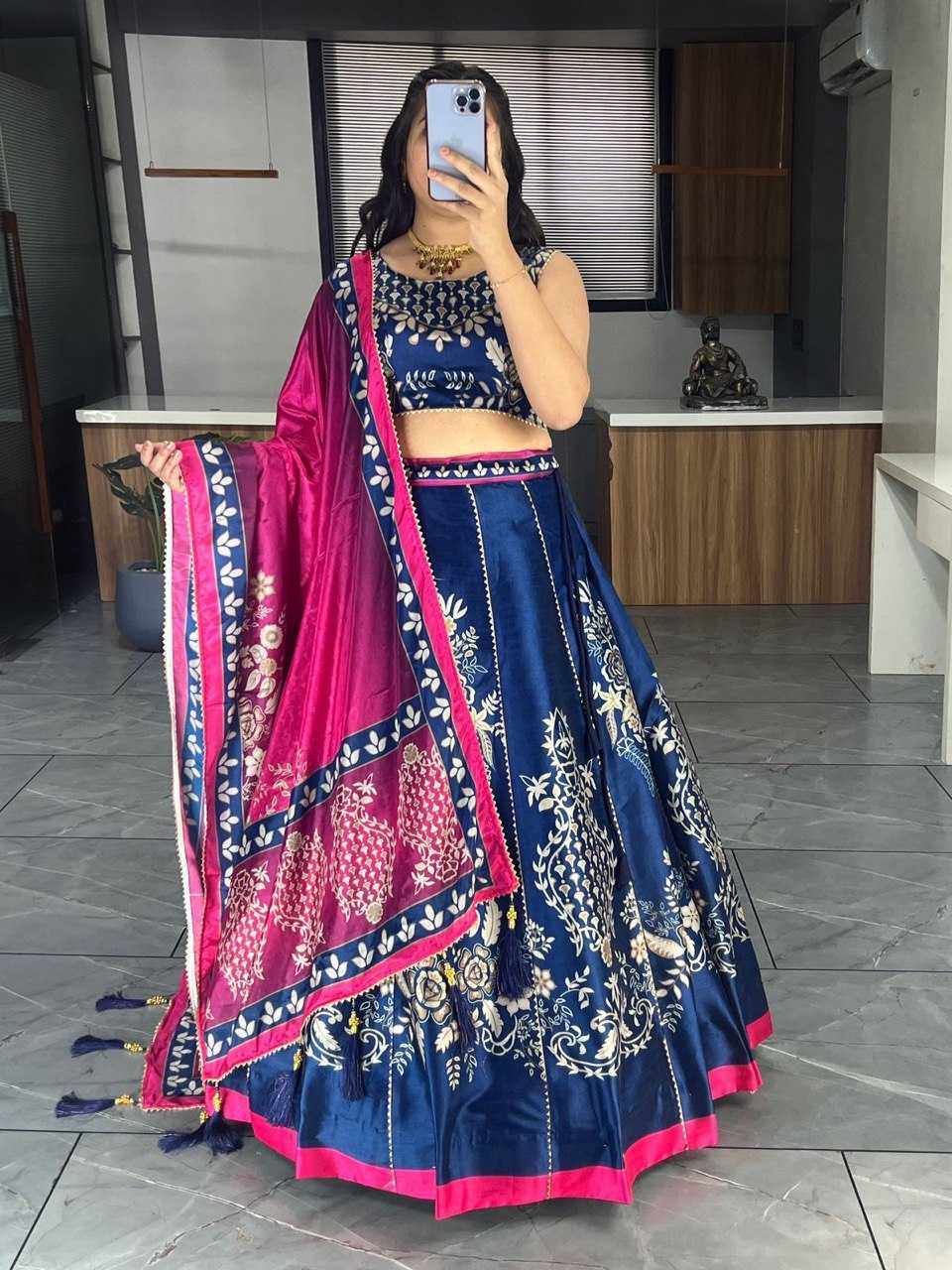 YNF ART SILK RIN119 6134 LEHENGAS WHOLESALE DESIGENR SILK PRINTED GOTA PATTI LEHENGAS MANUFACTURER- Kapda Export