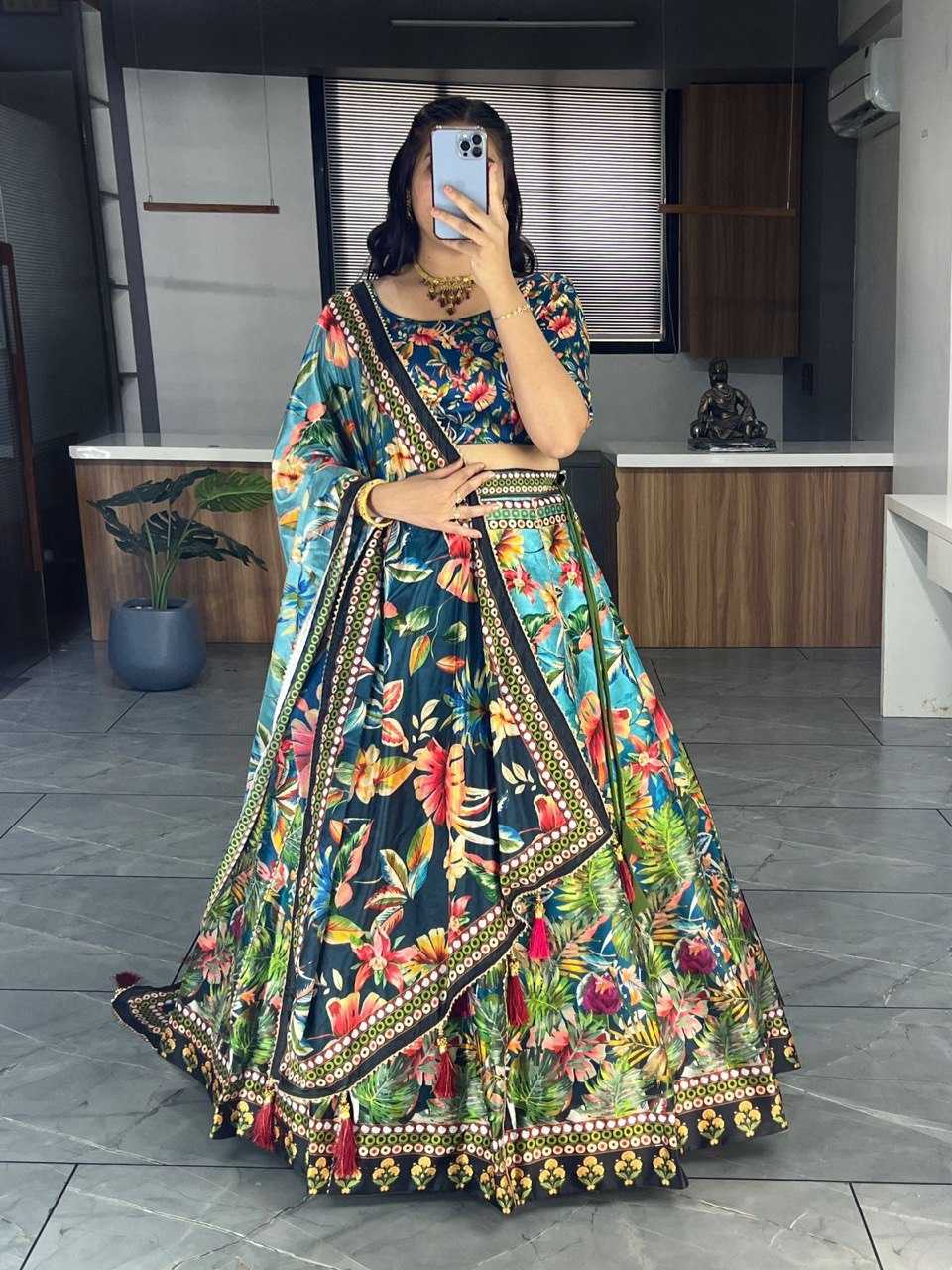 YNF ART SILK RIN119 6134 LEHENGAS WHOLESALE DESIGENR SILK PRINTED GOTA PATTI LEHENGAS MANUFACTURER- Kapda Export