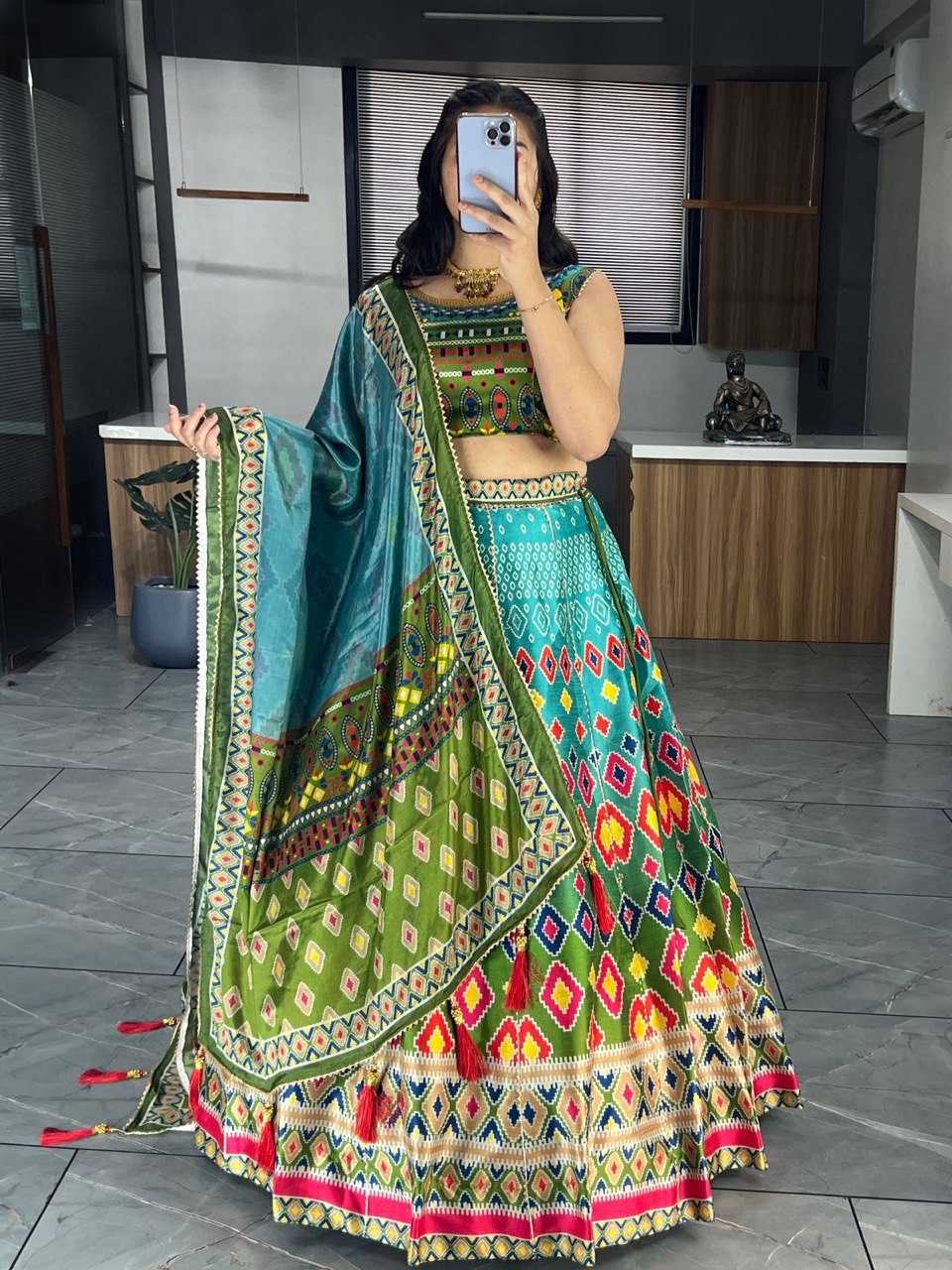 YNF ART SILK RIN119 6134 LEHENGAS WHOLESALE DESIGENR SILK PRINTED GOTA PATTI LEHENGAS MANUFACTURER- Kapda Export