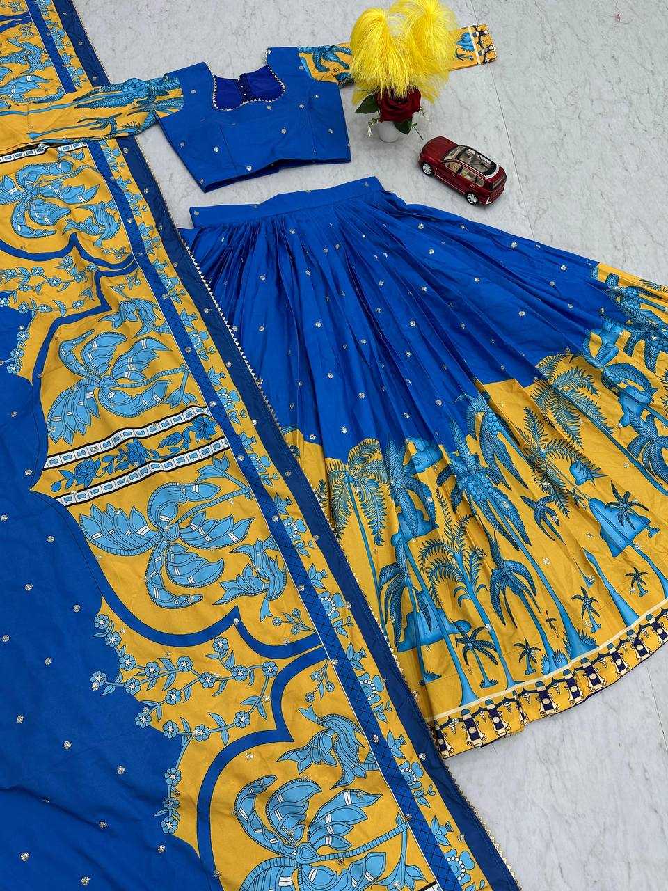 YNF CHENT CREP KESH119 456 LEHENGAS WHOLESALE KALAMKARI PRINTED LEHENGA WITH BLOUSE LEHENGA WITH DUPATTA MANUFACTURER