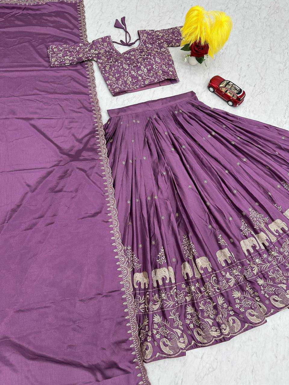 YNF CHINON KESH130 075 LEHENGAS WHOLESALE SILK WEDDING EMBROIDERED PURPLE LEHENGA WITH DUPTTA WEDDING LEHENGAS MANUFACTURER- Kapda Export