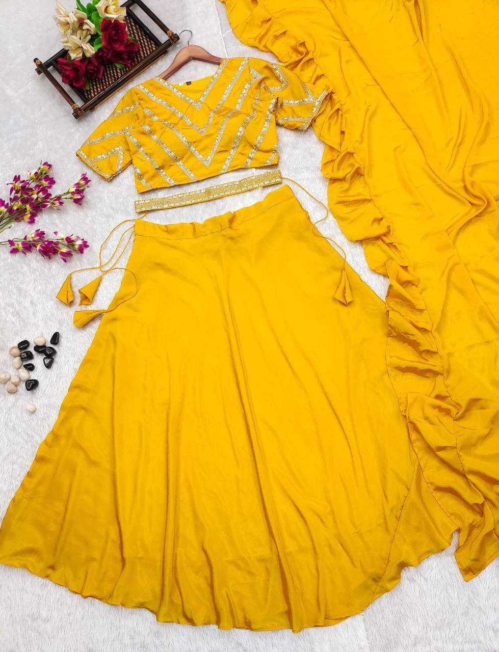 YNF CHINON KESH232 968 LEHENGAS WHOLESALE SILK LEHENGA WITH BLOUSE YELLOW LEHENGAS MANUFACTURER- Kapda Export