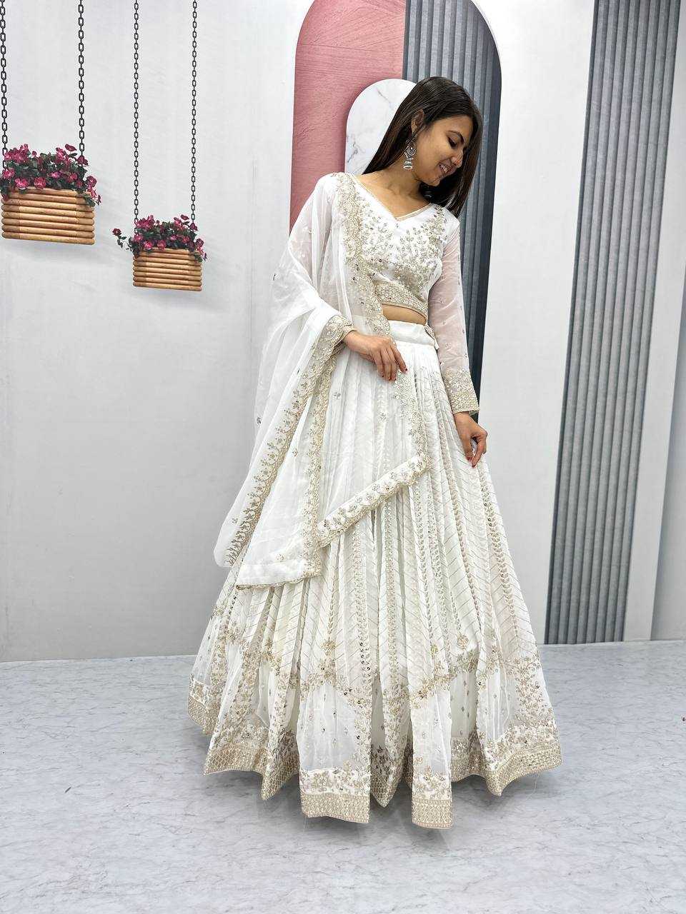 YNF GEORGETTE KESH119 020 LEHENGAS WHOLESALE WEDDING SEQUINS FANCY LEHENGAS MANUFACTURER