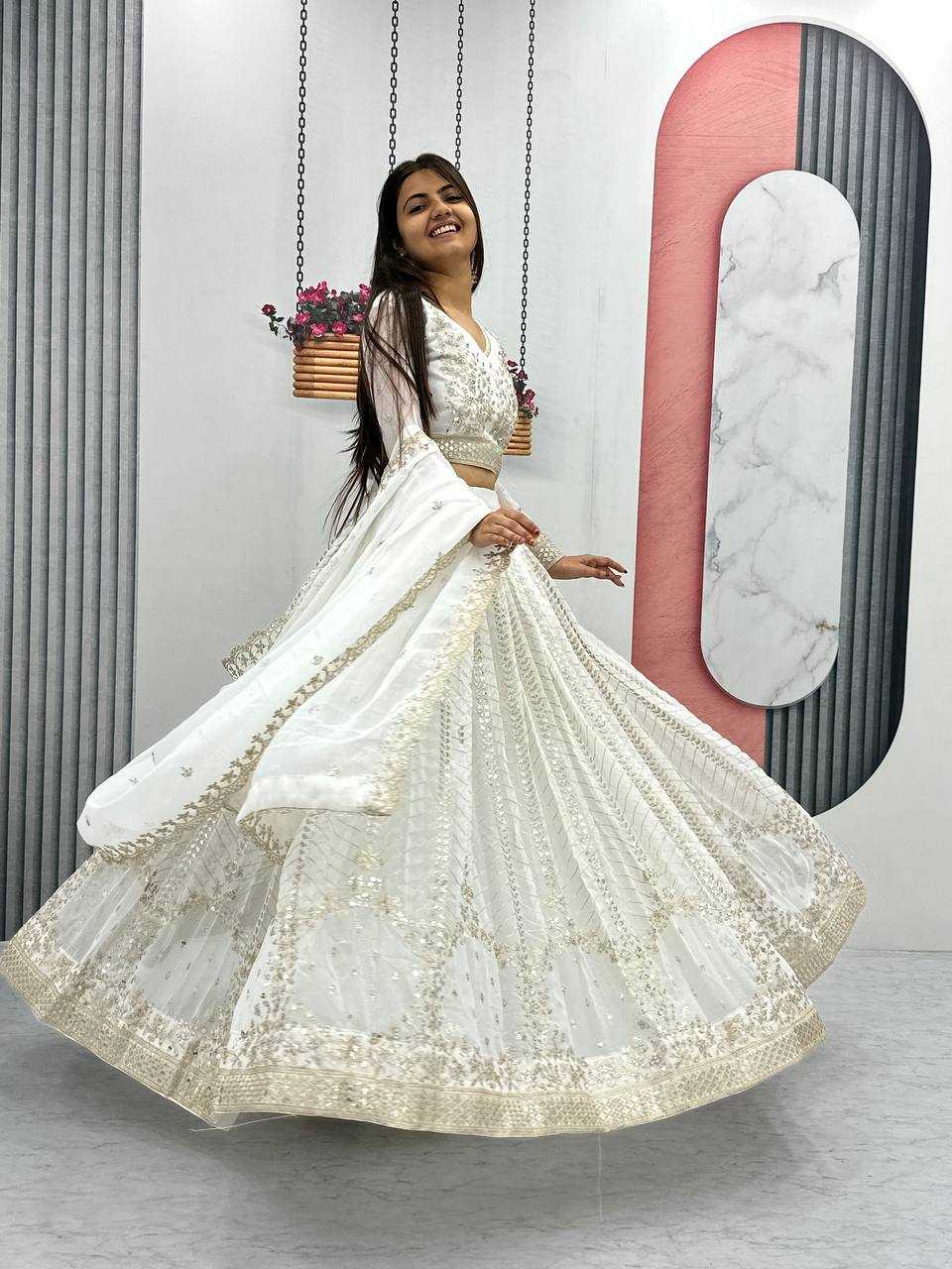 YNF GEORGETTE KESH119 020 LEHENGAS WHOLESALE WEDDING SEQUINS FANCY LEHENGAS MANUFACTURER