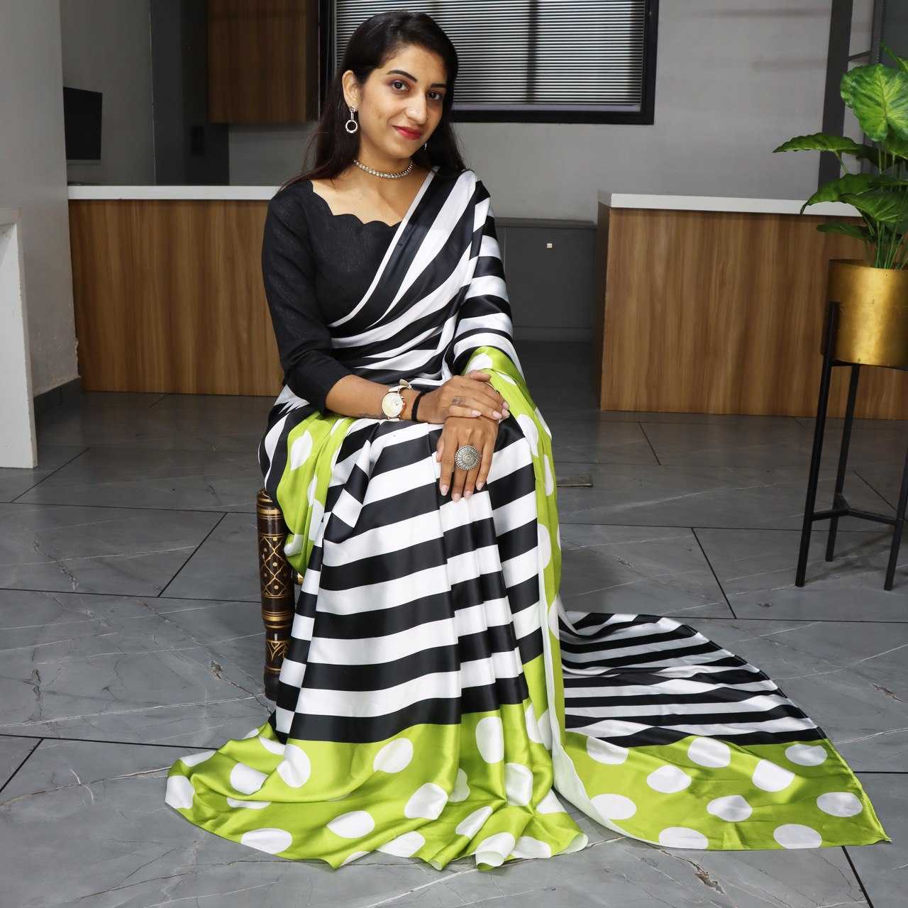 YNF JAPAN SARTIN RIN119 Japan SAREES WHOLESALE PRINTED LADIES SATIN SAREES MANUFACTURER- Kapda Export