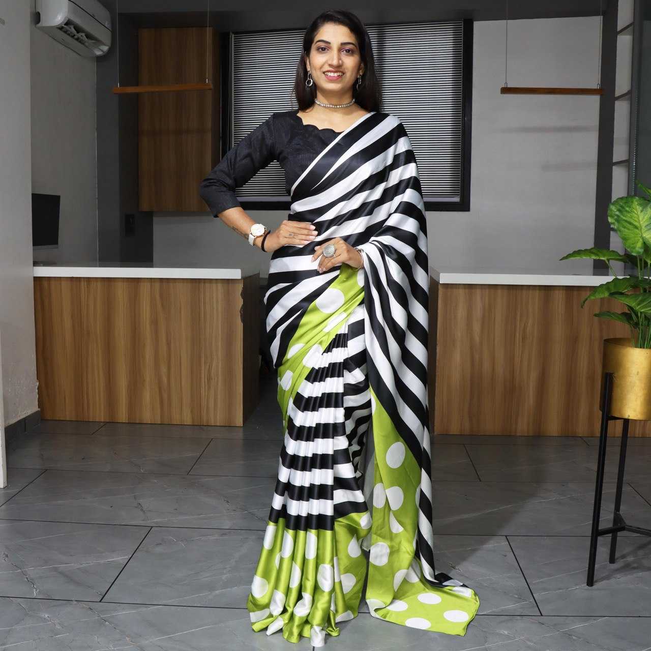 YNF JAPAN SARTIN RIN119 Japan SAREES WHOLESALE PRINTED LADIES SATIN SAREES MANUFACTURER- Kapda Export