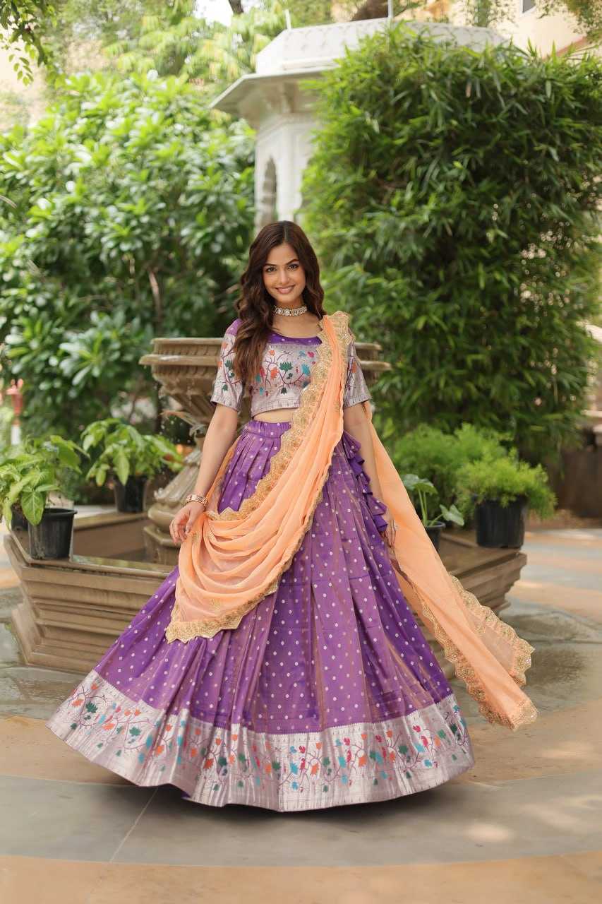 YNF JEQUARD SILK KESH132 7126 LEHENGAS WHOLESALE KALAMKARI TRADITIONAL LEHENGA WITH BLOUSE PURPLE LEHENGAS MANUFACTURER