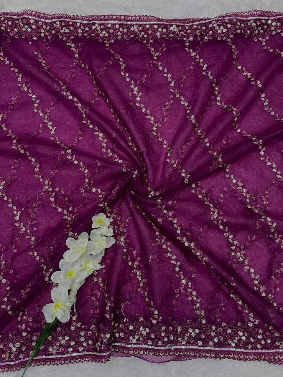 YNF NET RIN143 01 SAREES WHOLESALE PARTY WEAR SEQUENCE EMBRODERY NET SAREES MANUFACTURER