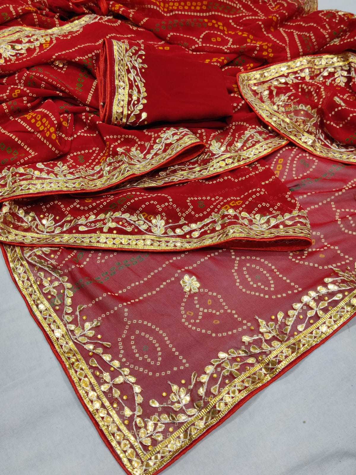 YNF PURE JORHAT RIN152 NSD75 SAREES WHOLESALE PRINTED GOTA PATTI EMBROIDERED RED SAREES MANUFACTURER