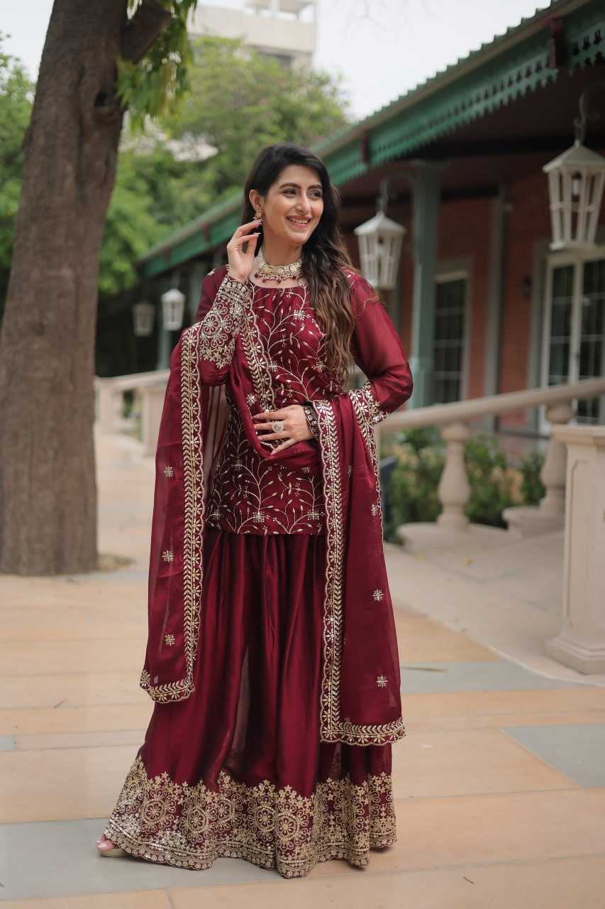 YNF RANGOLI SILK KESH215 1132 SUITS & DRESSES WHOLESALE EMBROIDERY LADIES SILK PALAZZO SUITS MANUFACTURE- Kapda Export