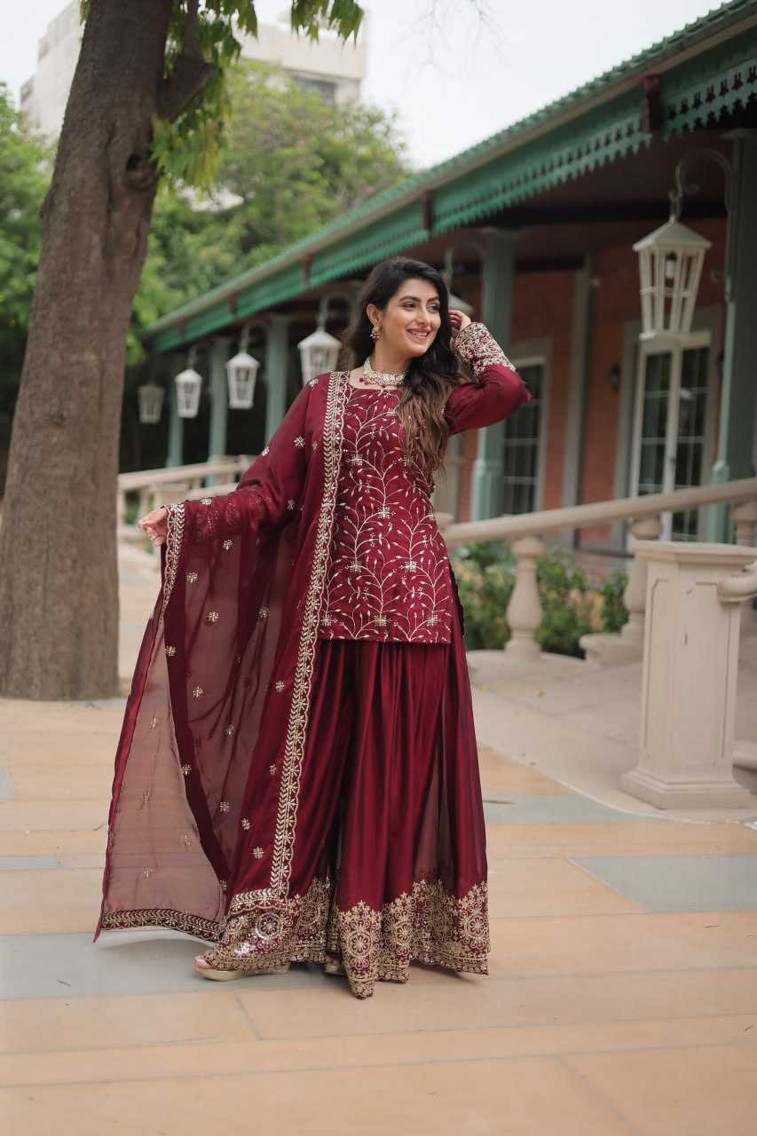 YNF RANGOLI SILK KESH215 1132 SUITS & DRESSES WHOLESALE EMBROIDERY LADIES SILK PALAZZO SUITS MANUFACTURE- Kapda Export