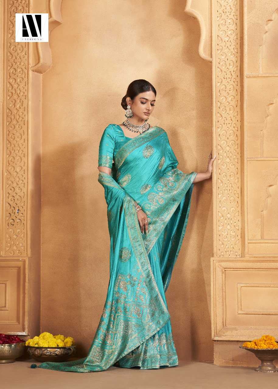 YNF SATIN SILK KESH235 BANARASI FUSION VOL 2 CLOTHING BRANDS WHOLESALE AV FASHION SAREES MANUFACTURER - Kapda Export