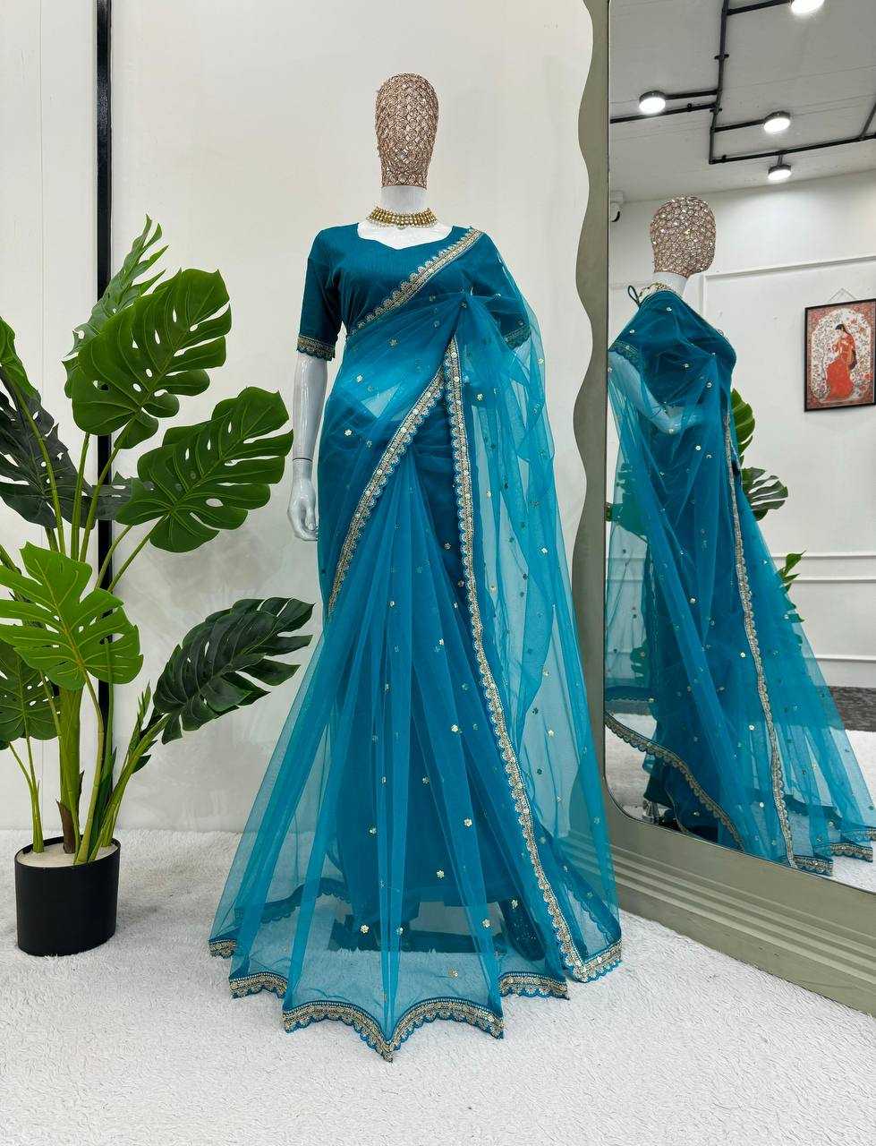 YNF SOFT NET RIN133 8087 SAREES WHOLESALE SEQUENCE CUT WORK PARTY WEAR NET SAREES MANUFACTURER- Kapda Export