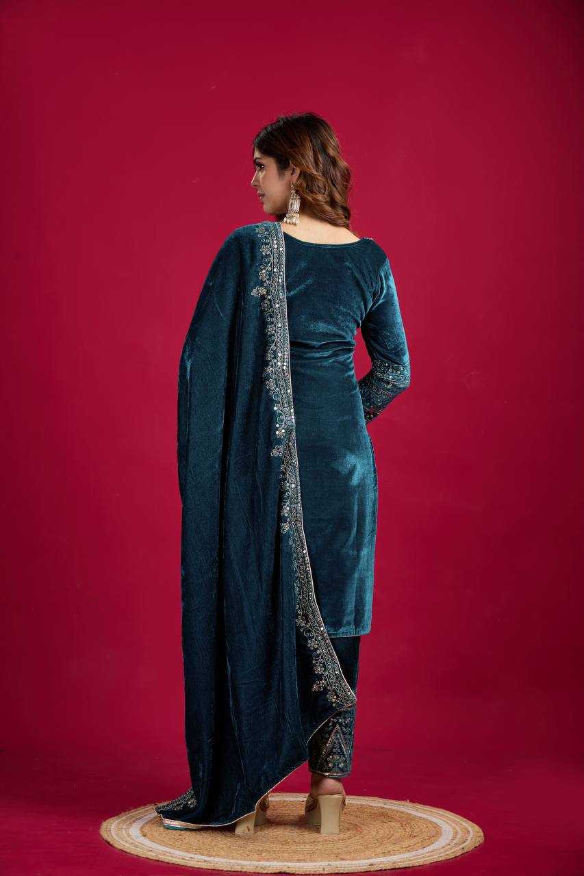 YNF VELVET KESH123 5017 SUITS & DRESSES WHOLESALE VELVET EMBROIDERY LONG KURTI BLACK SUITS MANUFACTURE - Kapda Export