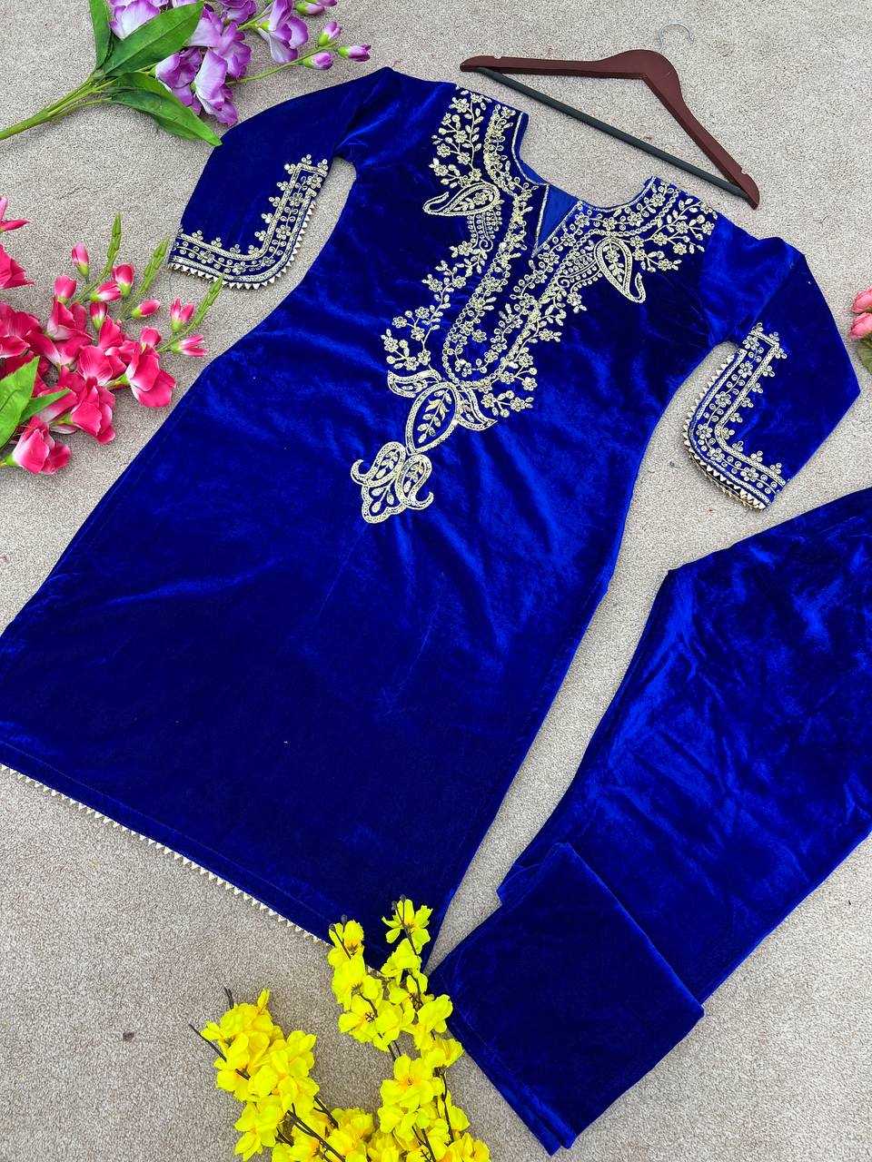 YNF VELVET KESH123 5104 SUITS & DRESSES WHOLESALE FESTIVE FANCY EMBROIDERED SILK FULL SLEEVE SUITS MANUFACTURER