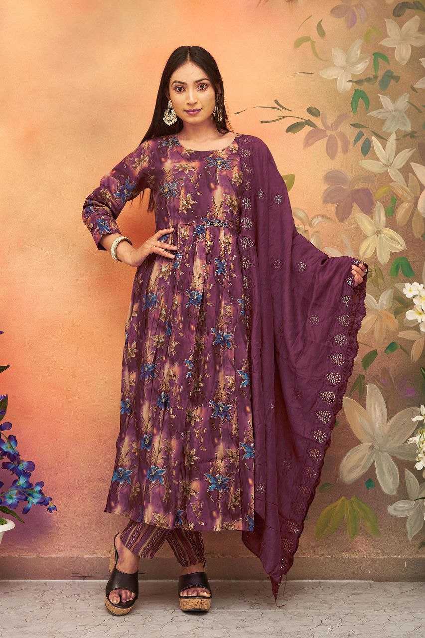 YNF CHANDER SILK KESH246 KANGANA SUITS & DRESSES WHOLESALE PRINTED ANARKALI CHANDERI SUITS MANUFACTURE- Kapda Export