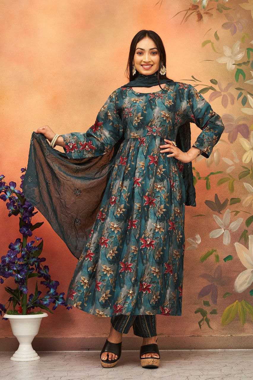 YNF CHANDER SILK KESH246 KANGANA SUITS & DRESSES WHOLESALE PRINTED ANARKALI CHANDERI SUITS MANUFACTURE- Kapda Export