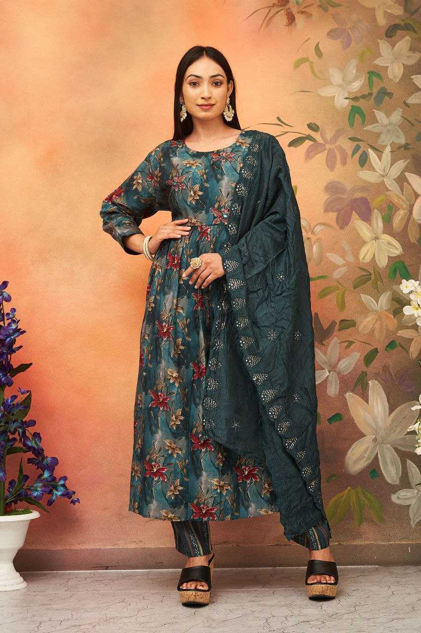 YNF CHANDER SILK KESH246 KANGANA SUITS & DRESSES WHOLESALE PRINTED ANARKALI CHANDERI SUITS MANUFACTURE- Kapda Export