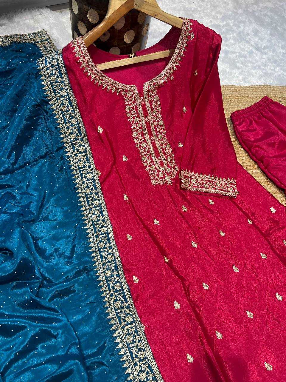 YNF CHINON KESH164 G76 SUITS & DRESSES WHOLESALE EMBROIDERED PARTY WEAR SILK LONG KURTI RED SUITS MANUFACTURE- Kapda Export