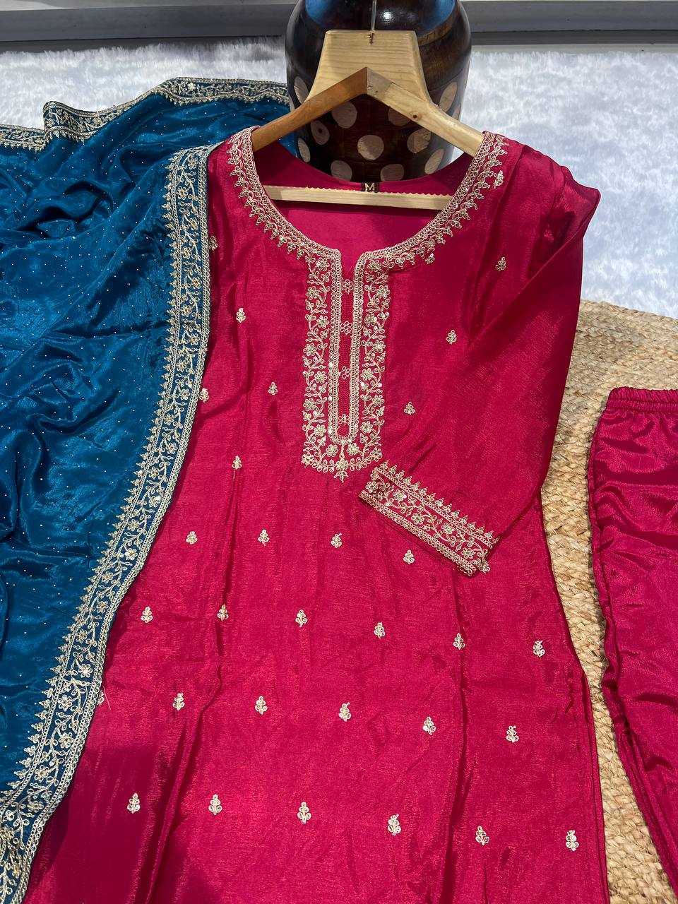 YNF CHINON KESH164 G76 SUITS & DRESSES WHOLESALE EMBROIDERED PARTY WEAR SILK LONG KURTI RED SUITS MANUFACTURE- Kapda Export